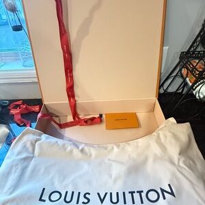 Louis Vuitton Cream Dust Bag with Red Ribbon